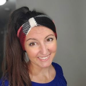 Red, Black and White Handband Ear Warmer